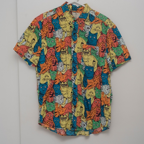 Urban Outfitters Shirts Uo Cat Button Up Short Sleeve Poshmark
